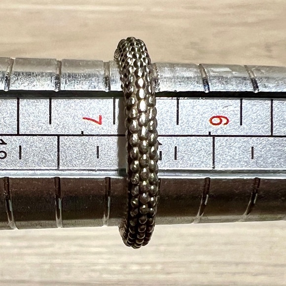 Vintage Designer Signed ATR Sterling Silver & 14K Gold Pebbled CZ Eternity Ring - Picture 12 of 12